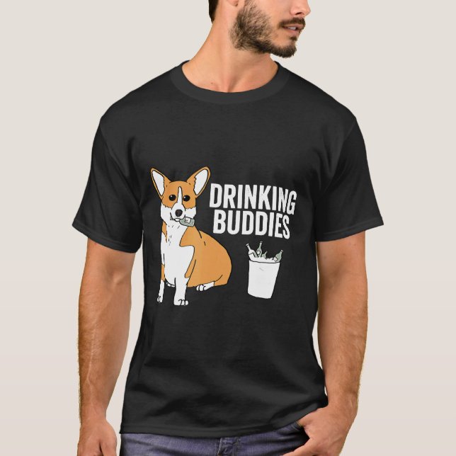 Camiseta Amigos bebedores de Corgi Perro (Anverso)