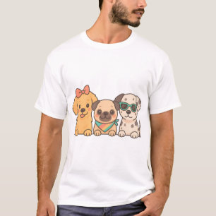 Camiseta Amigos Cachorros � Trío de Perritos Lindo en Estil