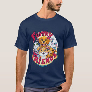Camiseta Amigos caprichosos del Furry Vibrante Mascotas Com