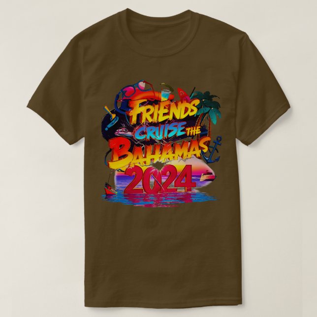 Camiseta Amigos Cruzan Bahamas 2024 Divertido Viajando Su (Diseño del anverso)