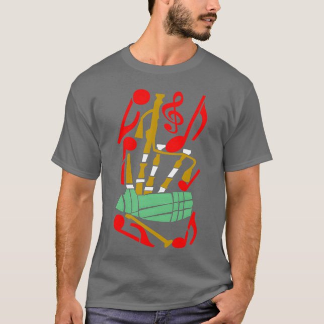 Camiseta Amigos de Bagpipes Red Music Notes (Anverso)