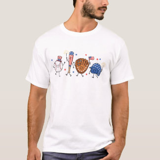Camiseta Amigos de béisbol patrióticos lindos 4 de julio EE