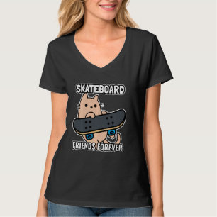 Camiseta Amigos De Cat Y Skateboard Para Siempre Sk8