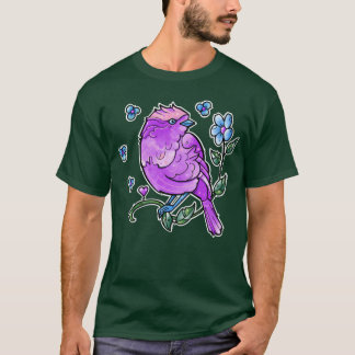 Camiseta Amigos De Cute Purple Bird Y Blue Flowers