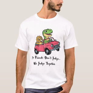 Camiseta Amigos de dinosaurios lindos conduciendo un carro