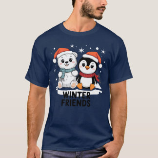 Camiseta Amigos de invierno acogen Navidades con osos pingu