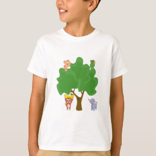 Camiseta "Amigos de la selva jugando alrededor del árbol"