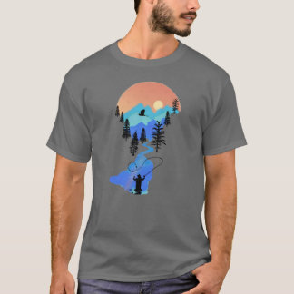 Camiseta Amigos de pesca con mosca en la puesta de sol de m