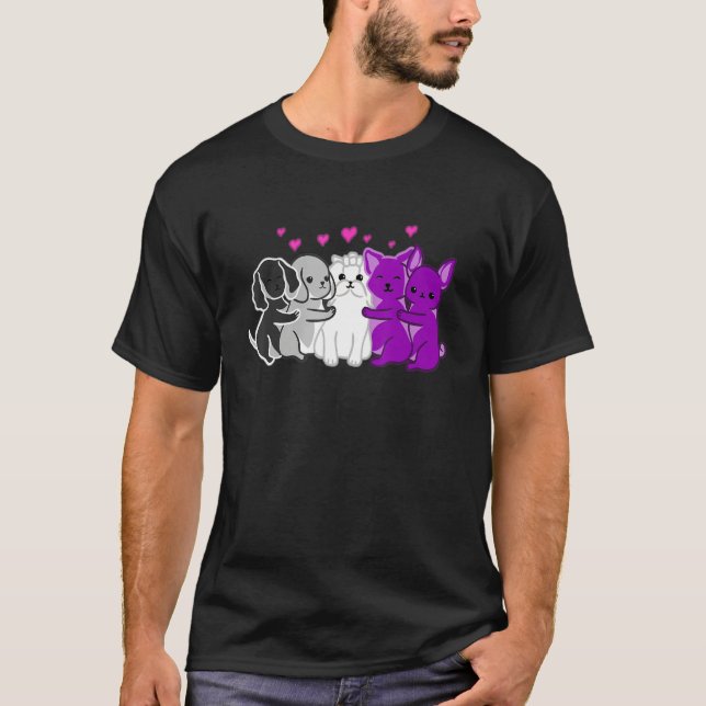 Camiseta Amigos De Pieles Asexuales Gatos Perros Ace Lgbqa  (Anverso)