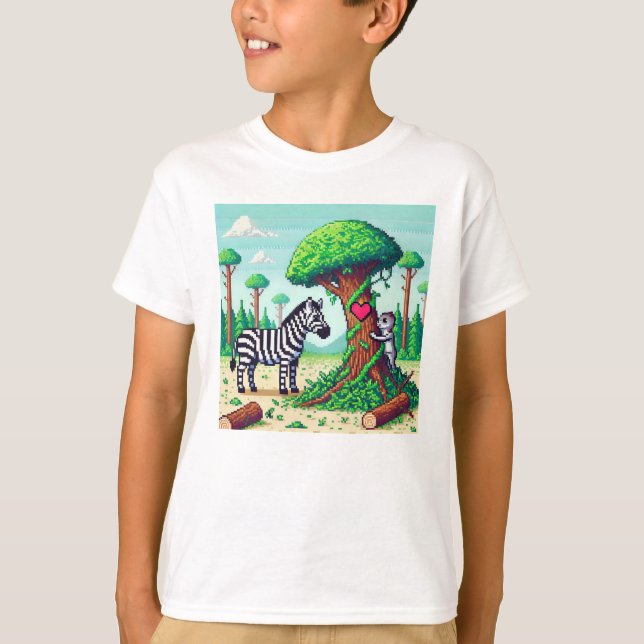 Camiseta Amigos de Pixel: Protección forestal (costillas) # (Anverso)