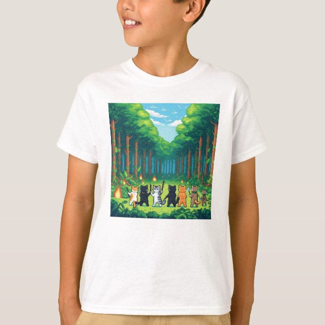 Camiseta Amigos de Pixel: Protección forestal (gatos) #12 (Anverso)