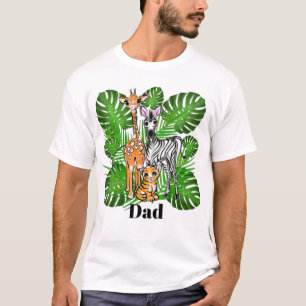 Camiseta Amigos de Safari Giraffe Zebra Tiger jungla papá