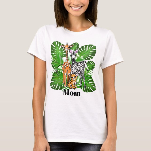 Camiseta Amigos de Safari - Giraffe, Zebra, Tigre, jungla (Anverso)
