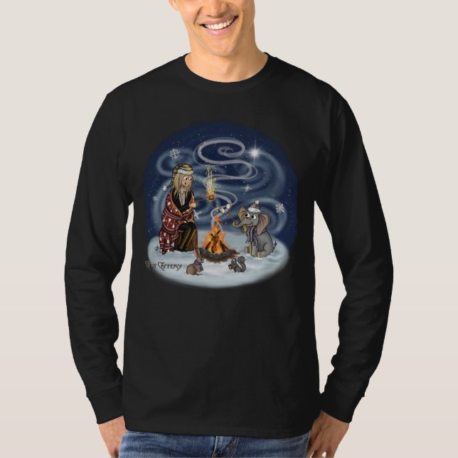 Camiseta Amigos de Santa Chris y Wilbur Fireside con mangas (Anverso)