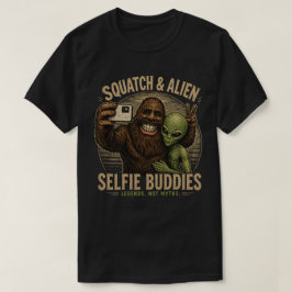 Camiseta Amigos de Squatch y Selfie Alien