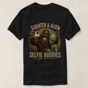 Camiseta Amigos de Squatch y Selfie Alien