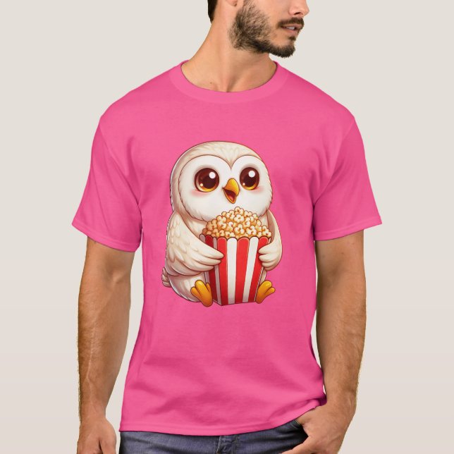 Camiseta Amigos de Wise Snow Owl Popcorn Movie Night (Anverso)