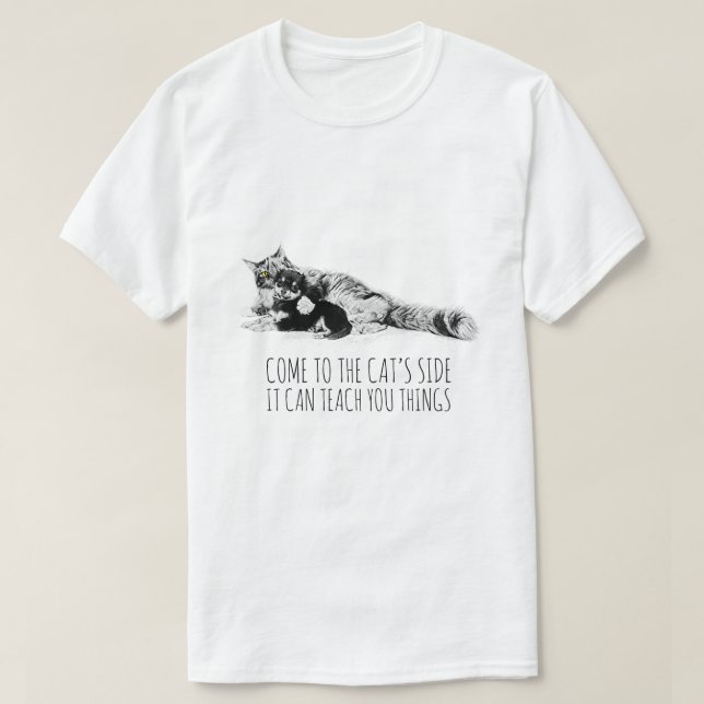 Camiseta Amigos del gato y el perro graciosos (Diseño del anverso)