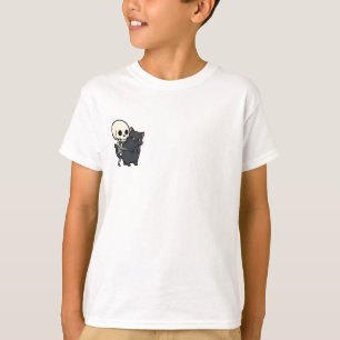 Camiseta Amigos Esqueleto y Gato Negro Niños