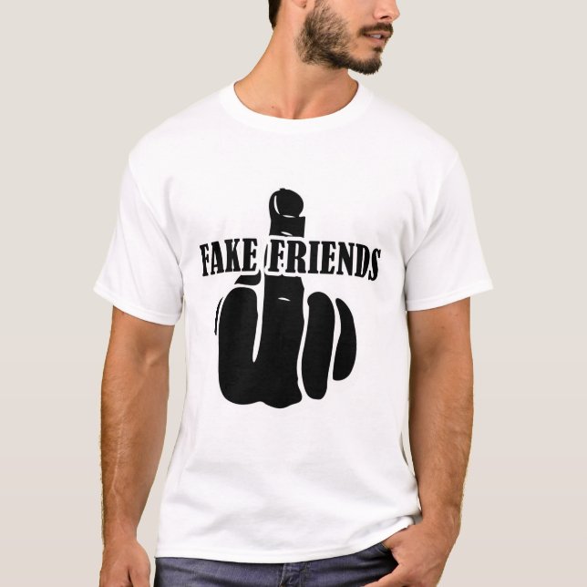 Camiseta Amigos falsos de dedo medio (Anverso)