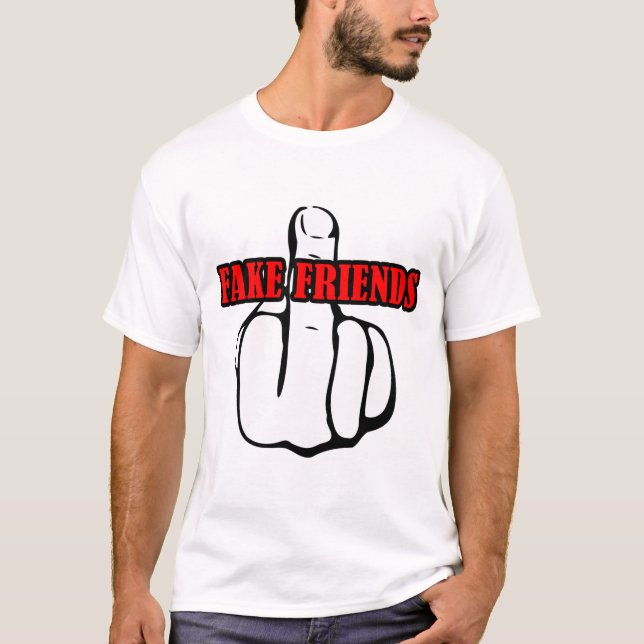 Camiseta Amigos falsos de dedo medio (Anverso)