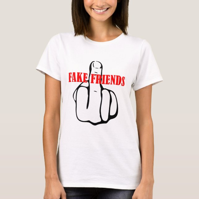 Camiseta Amigos falsos de dedo medio (Anverso)