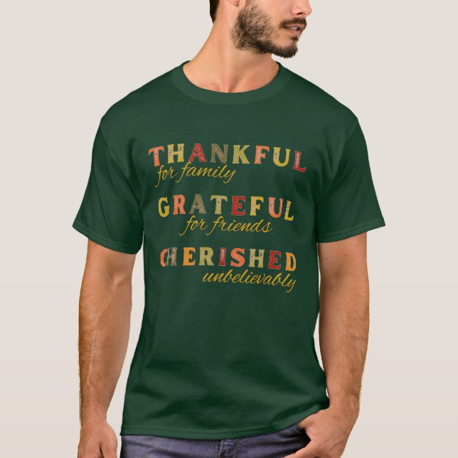 Camiseta Amigos familiares agradecidos, agradecidos y aprec (Anverso)