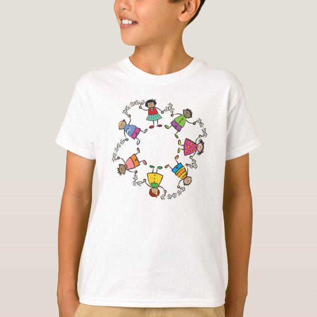 Camiseta Amigos felices lindos de los niños del dibujo (Anverso)