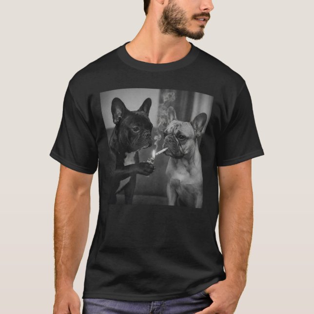 Camiseta Amigos Frenchie Fumando Cigarrillos (Anverso)