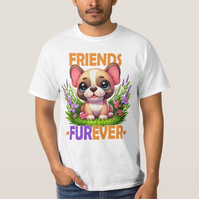Camiseta Amigos Furever. Perro de Bulldog francés (Anverso)
