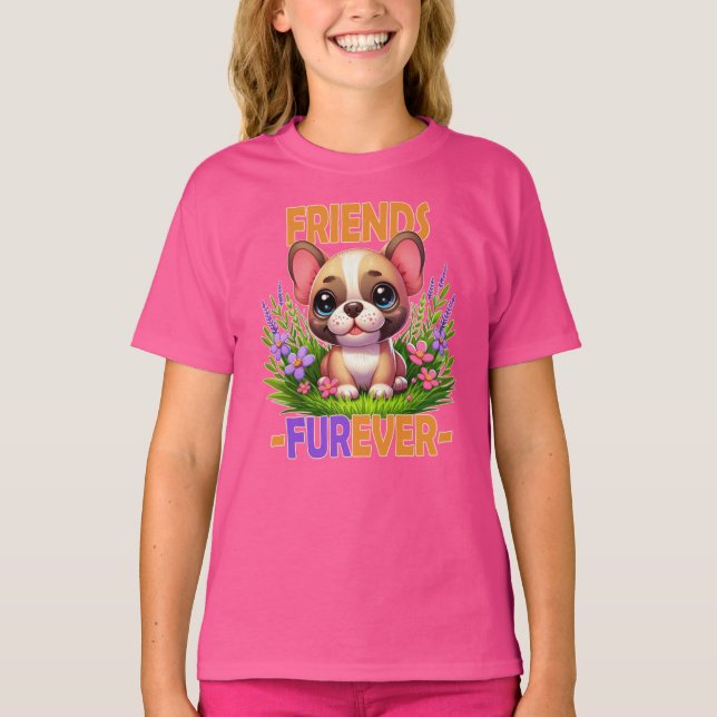 Camiseta Amigos Furever. Perro de Bulldog francés (Anverso)