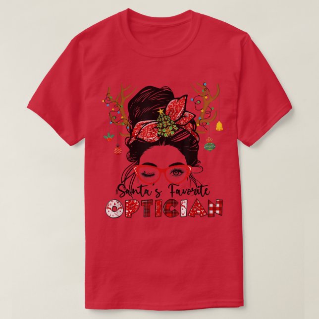 Camiseta Amigos Navidades de óptica favoritos Messy Bun Opt (Diseño del anverso)