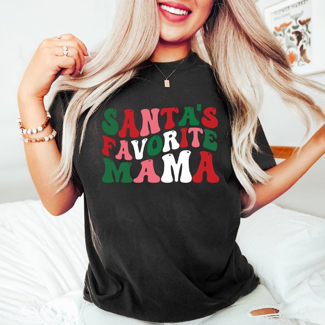 Camiseta Amigos Navidades favoritos de Mama Groovy Black (Santas Favorite Mama Groovy Christmas Black T-Shirt)
