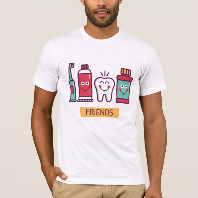 Camiseta Amigos orales del cuidado del dibujo animado (Anverso)