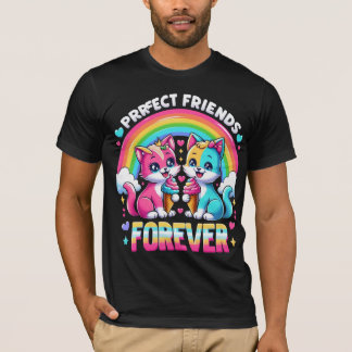 Camiseta Amigos perfectos para un gato lindo arcoiris