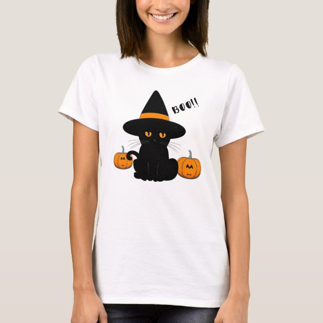 Camiseta Amigos Personalizados honrados de Halloween, gato  (Anverso)