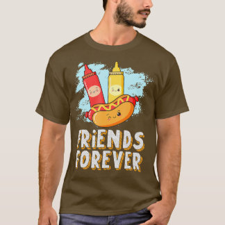 Camiseta Amigos Por Siempre Hotdog Bun Ketchup Mustard Mayo