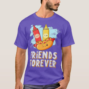 Camiseta Amigos Por Siempre Hotdog Bun Ketchup Mustard Mayo