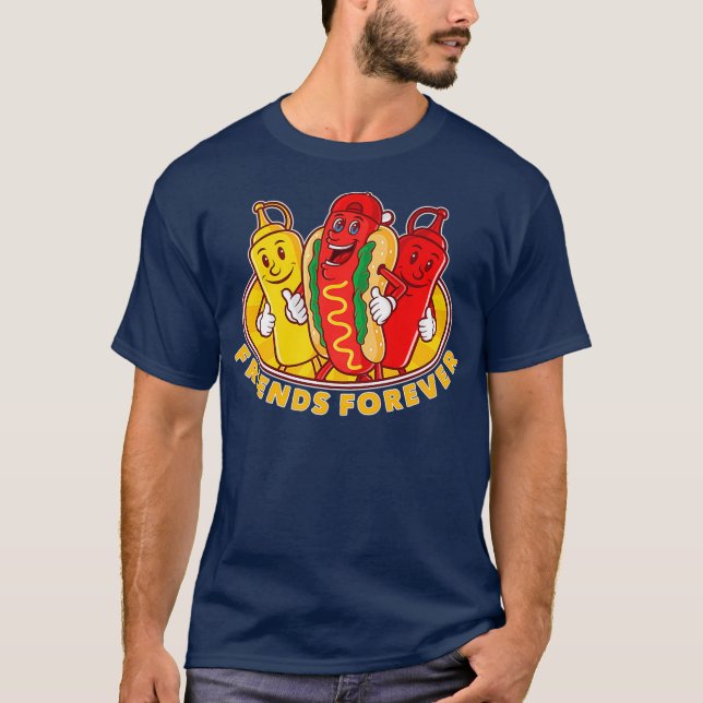 Camiseta Amigos Por Siempre Perro Caliente Ketchup Mustard  (Anverso)