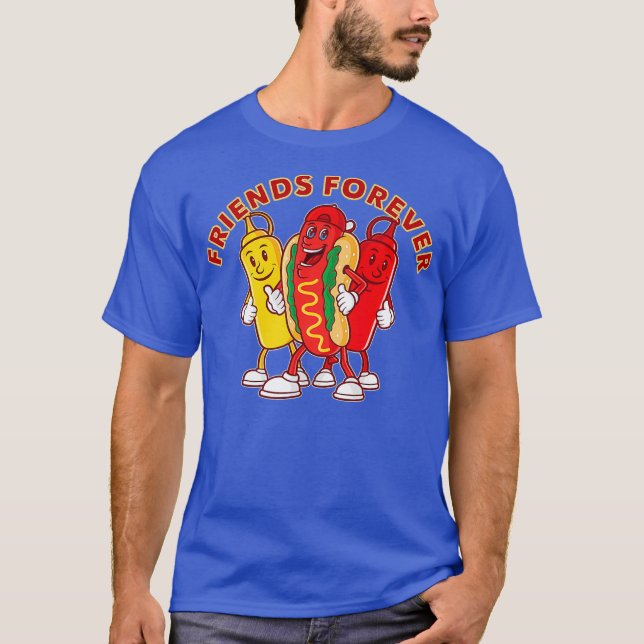 Camiseta Amigos Por Siempre Perro Caliente Ketchup Mustard  (Anverso)