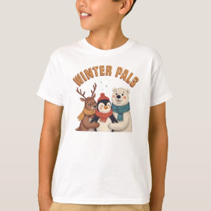 Camiseta Amigos Retro de Invierno Animales Lindo