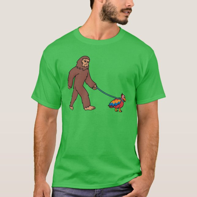 Camiseta Amigos retro de Sasquatch Walking Parrot (Anverso)