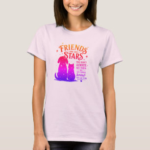 Camiseta Amigos Son Como Estrellas Gato y Perro Inspirador