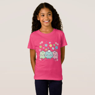 Camiseta Amigos y Estrellas Kawaii Pastel Esponjosos Gráfic