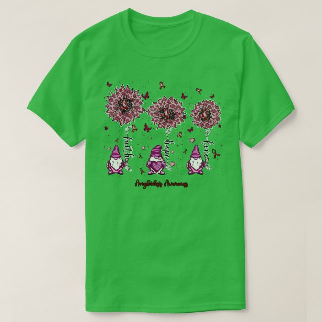 Camiseta Amiloidosis Conciencia gnomo fe esperanza girasol (Diseño del anverso)