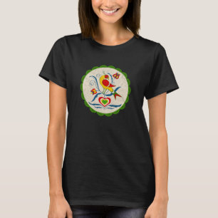 Camiseta Amish - Signo Hexagonal Distelfink Tulipanes Coraz