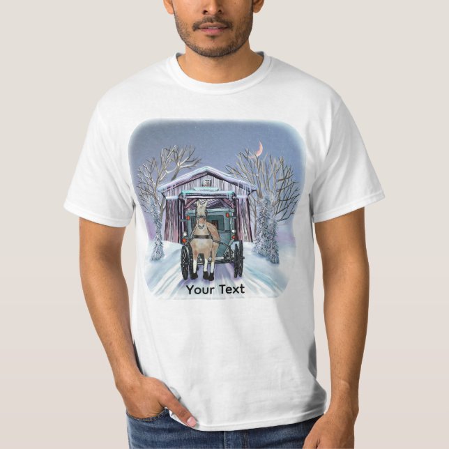 Camiseta Amish Winter Covered Bridge  (Anverso)