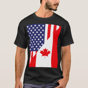 Camiseta Amistad Americana Canadiense Bandera Estadounidens