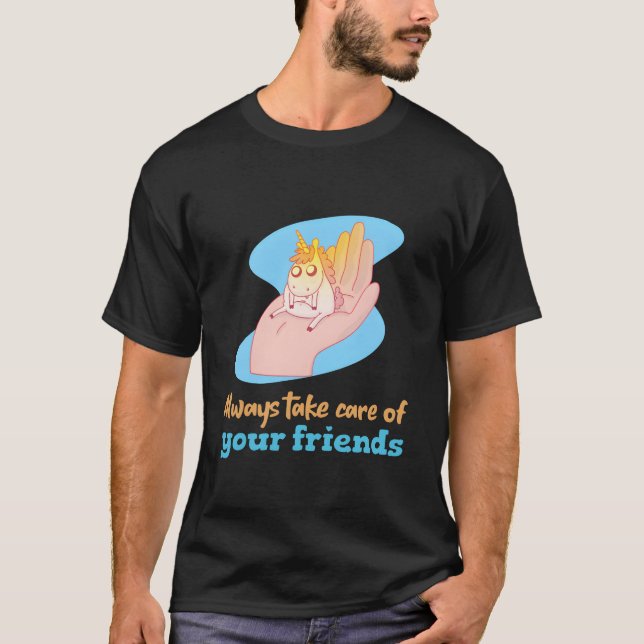 Camiseta Amistad unicornio Cuida siempre a tus amigos vi (Anverso)