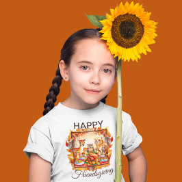 Camiseta Amistosos animales de Woodland hojas de otoño